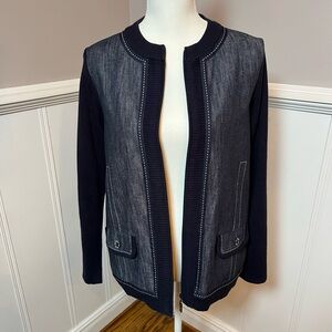 TanJay Blue Denim Knit Sweater Jacket size M